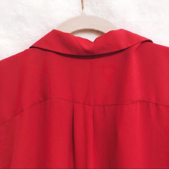 LOFT Long Sleeve Red Button Up Shirt - Picture 7 of 8